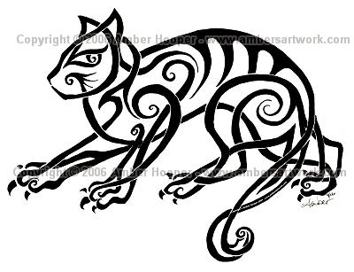 Tribal Design Stalking Cat by ambersartwork on deviantART