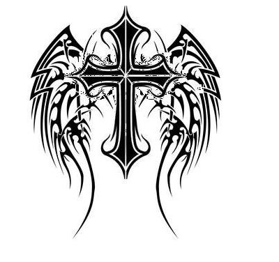 cross tattoo designs Cross with Angel Wings