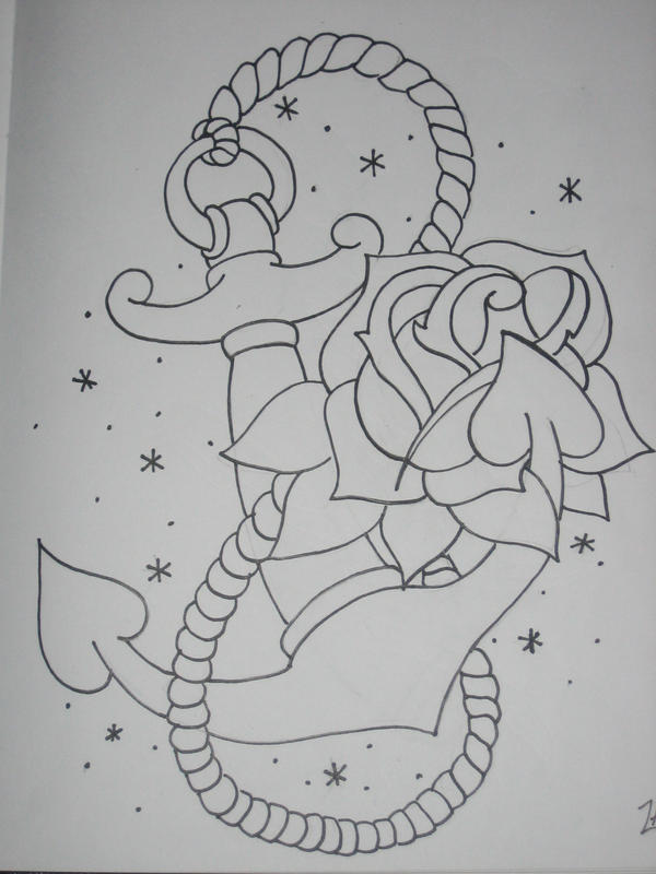 anchor and rose outline by armada27 on deviantART