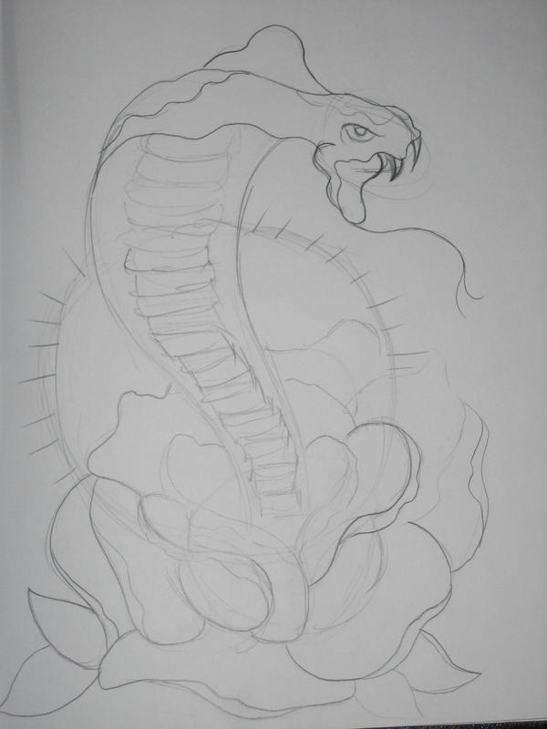 snake tattoos rough snake and rose sketch