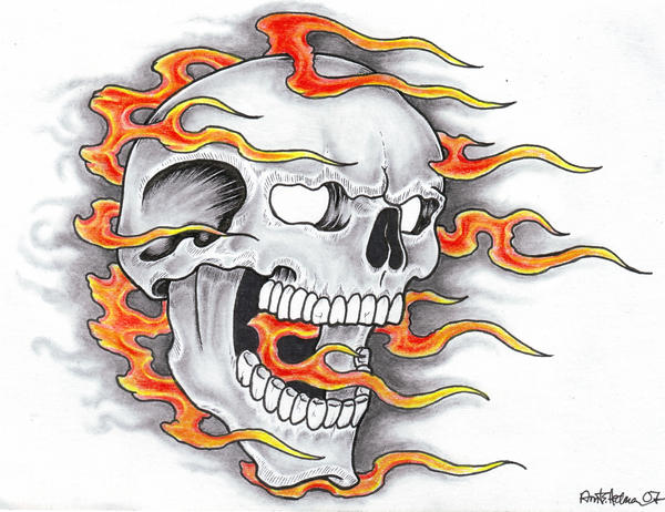 tattoo of a "cute" skull with. Skull tattoo Flash by ~vikingtattoo on 