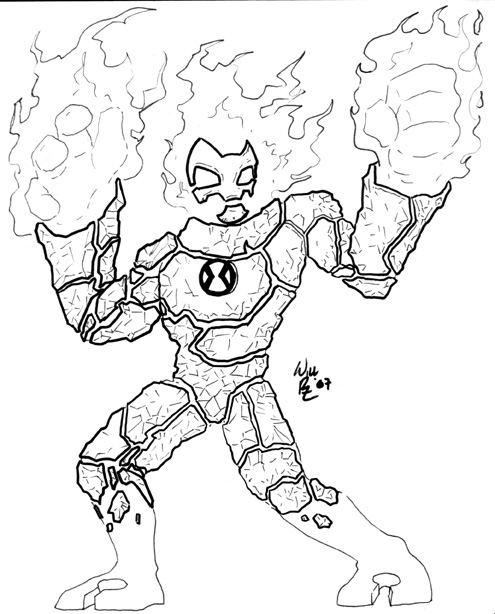 ultimate heatblast coloring pages - photo #2