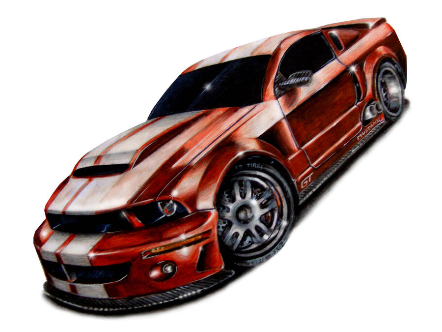 Ford mustang drawing with ballpoint pen