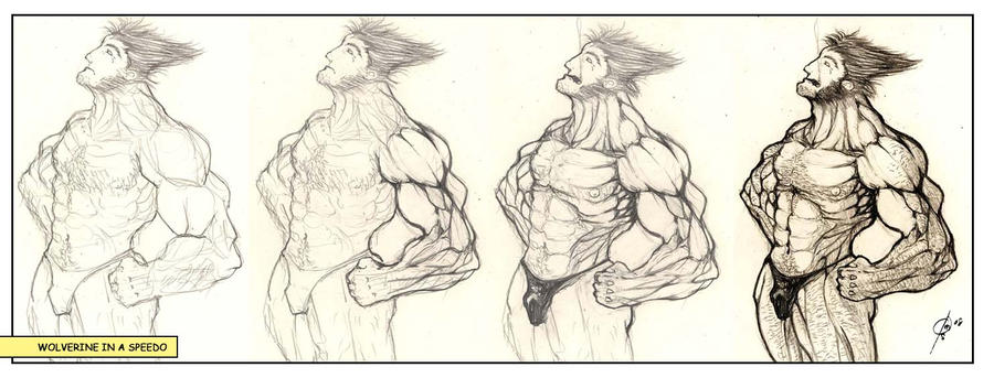 Wolverine en un Speedo Sketch por Gadreel