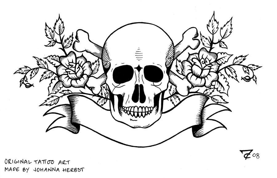 Tattoo Skull Lineart By