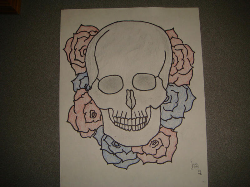 Skull and roses by crnxlf on deviantART
