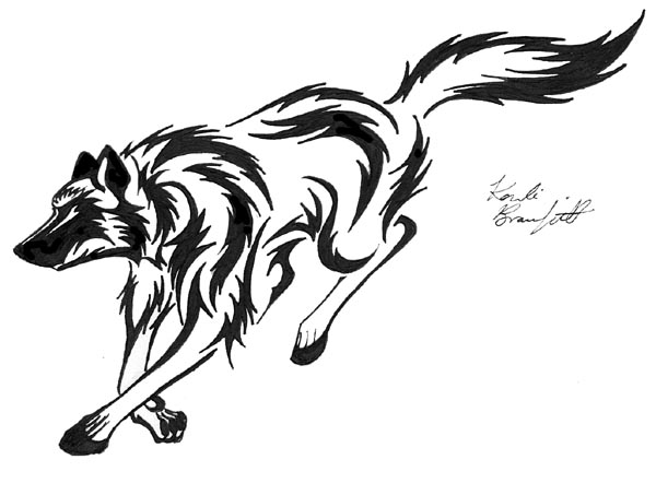 wolf running tattoo