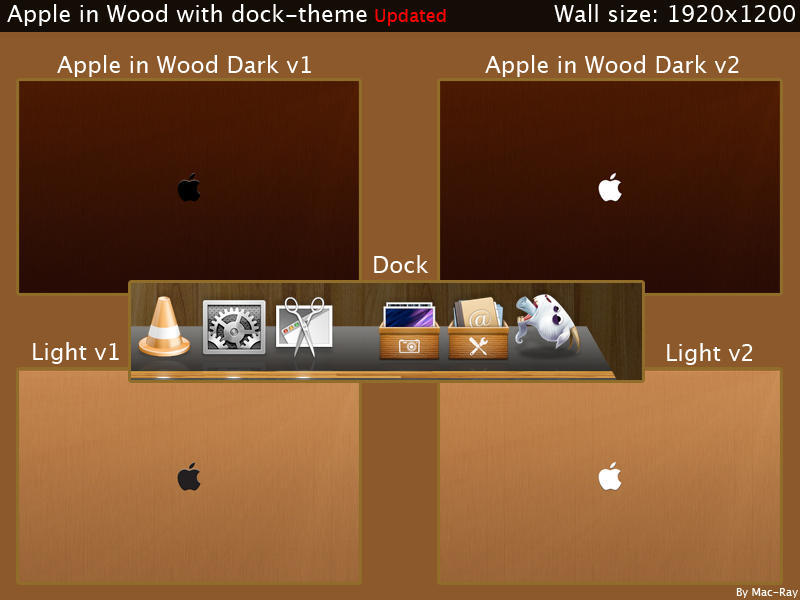 mac wallpapers wood. Apple in Wood + dock Updated