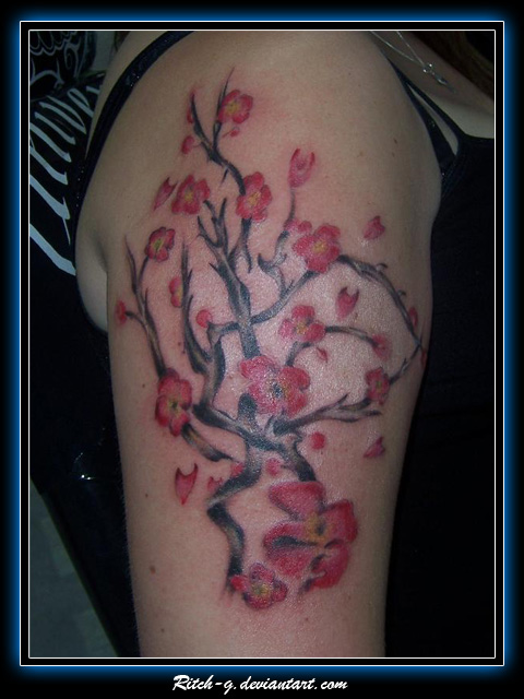 cherry tree blossom drawing. Cherry Blossom Tree Tattoo