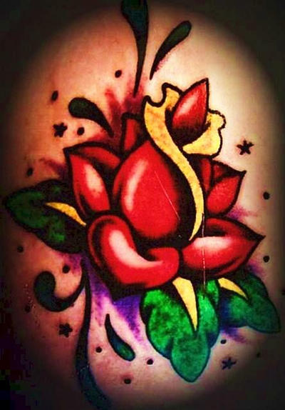 T R A D I T I O N A L--R O S E | Flower Tattoo