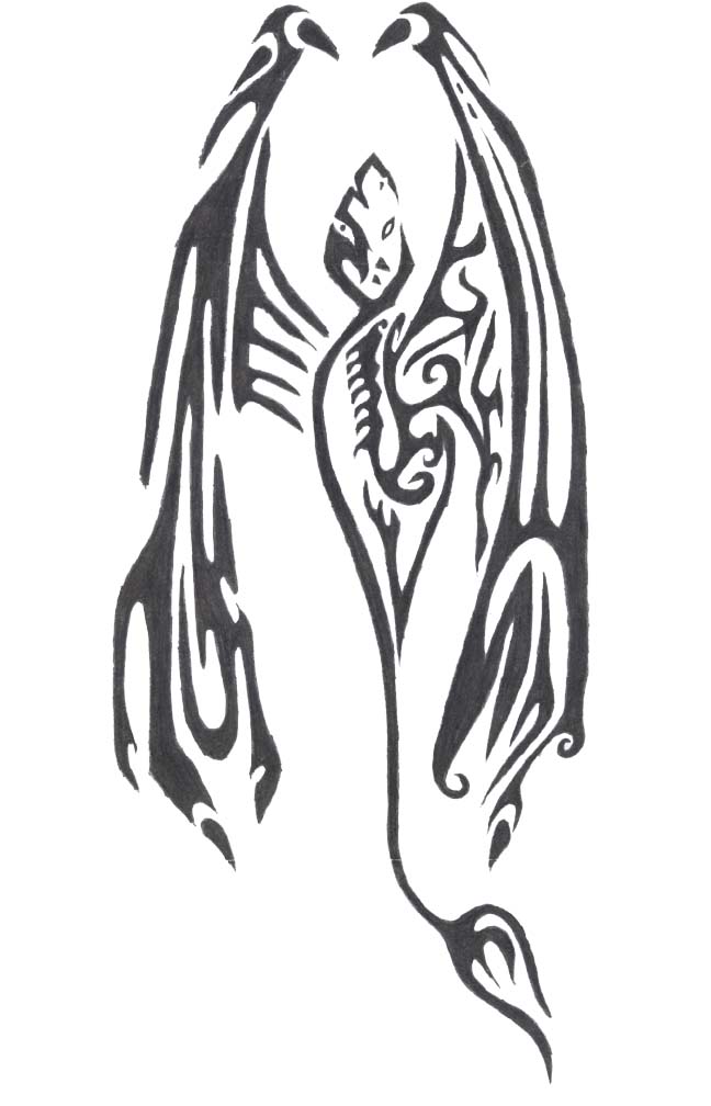 Tribal Wyvern - chest tattoo