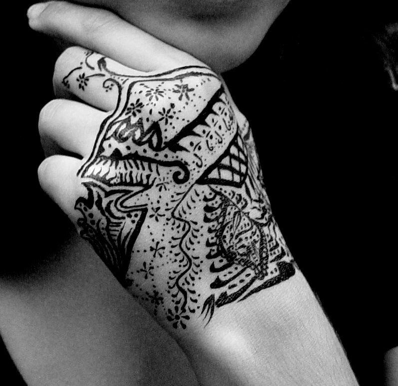 hand india ink tattoo