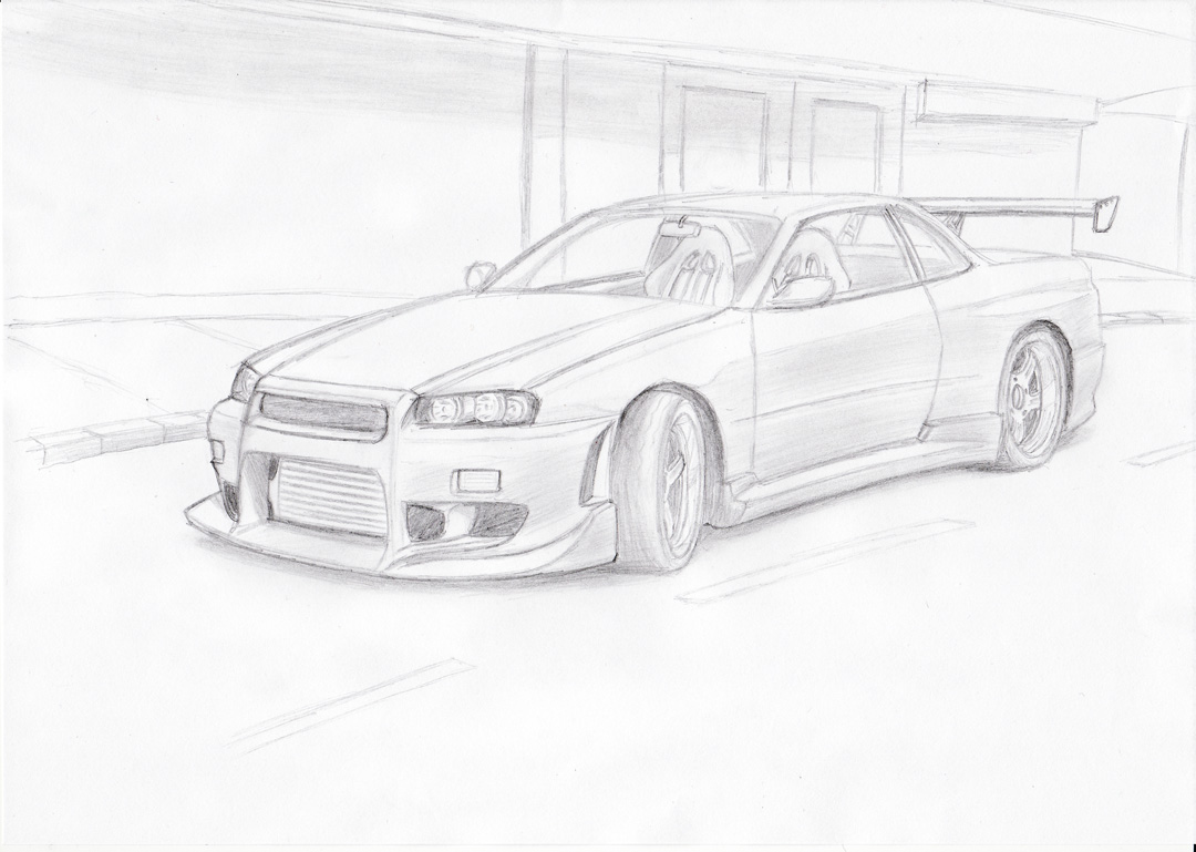 Drawing of a nissan skyline #2