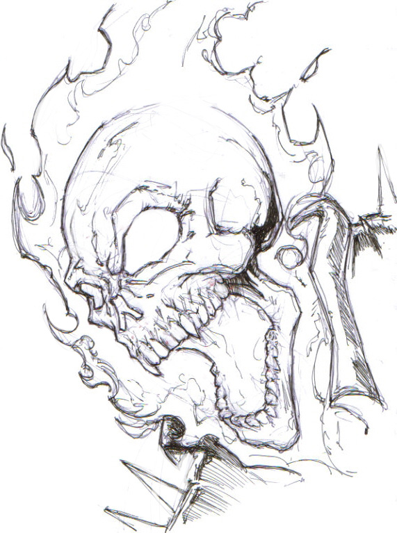 Ghost Rider Skull Drawings