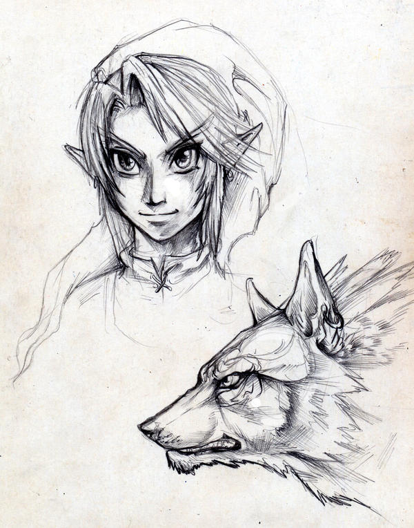 anime wolf sketch