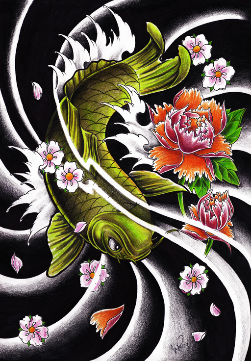 koi carp tattoo Custom tattoo koi fish design