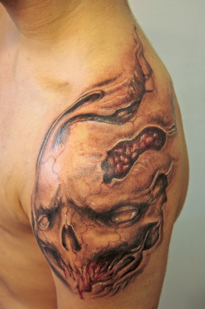 skullthing on shoulder - shoulder tattoo