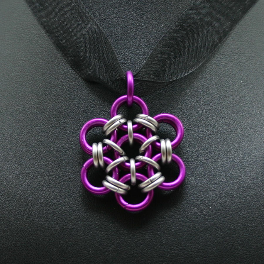 Purple Japanese Flower Pendant