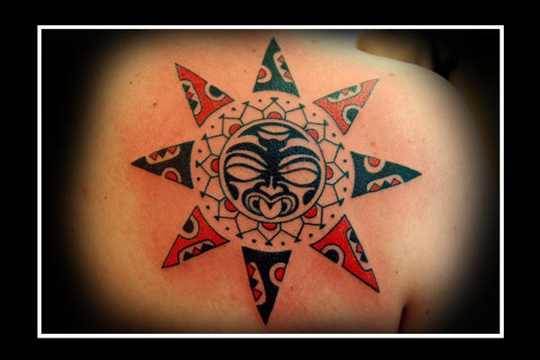 Polynesian Sun Tribal - shoulder tattoo
