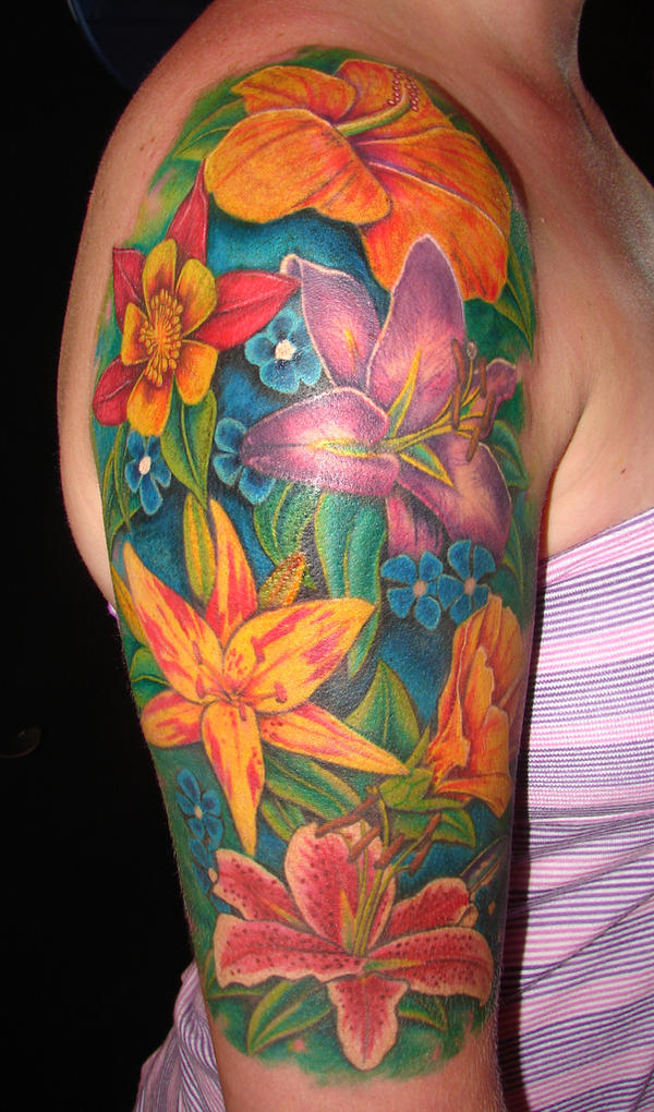 sheenas flower arm tattoo by asuss06 on deviantART