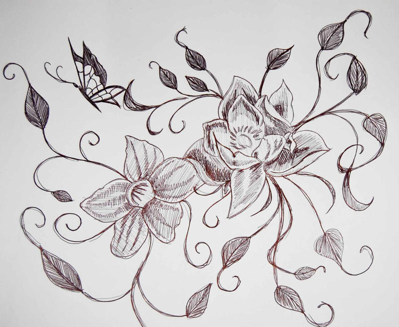 flower tattoo with stars. flower tattoo by Faye Baker