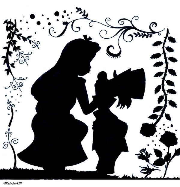 alice in wonderland black and white clipart - photo #38