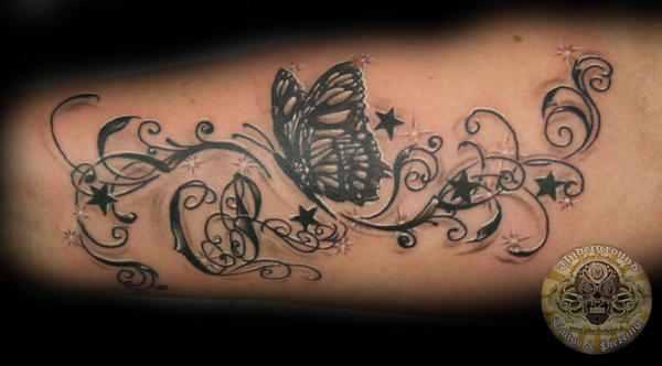 Butterfly chicano style tat by 2FaceTattoo on deviantART