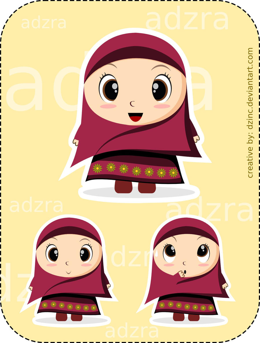 Adzra Cute Girl With Hijab By Dzinc Hijab Kartun