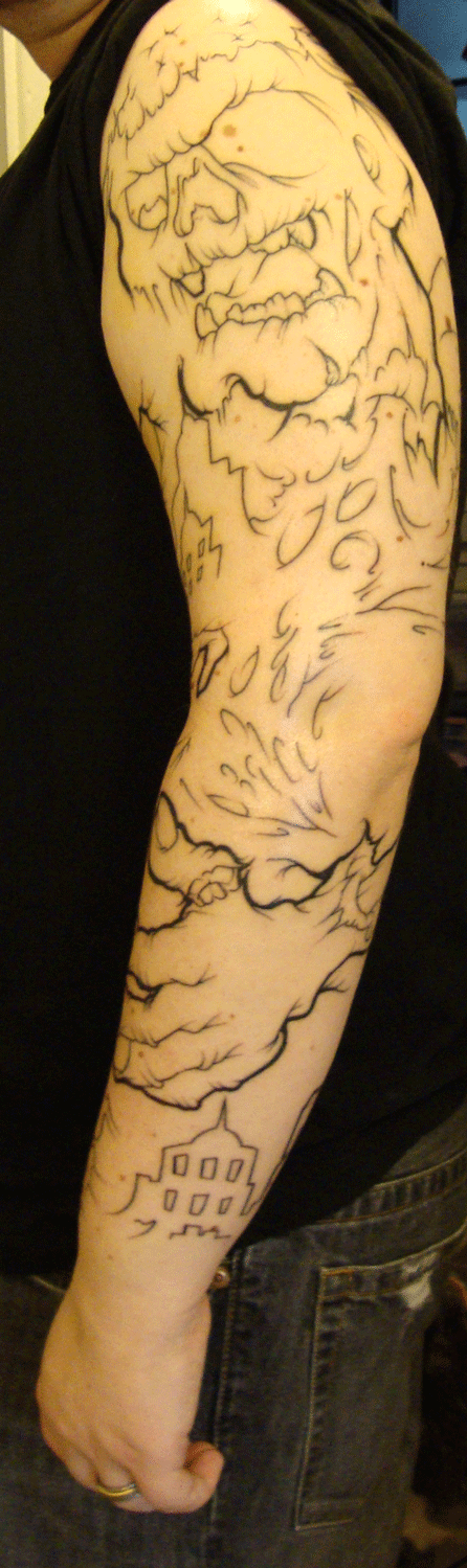left arm sleeve - Outline comp - sleeve tattoo