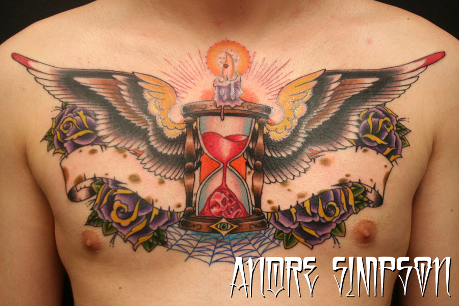 Hourglass chest tattoo by ERASOTRON on deviantART heart chest tattoo