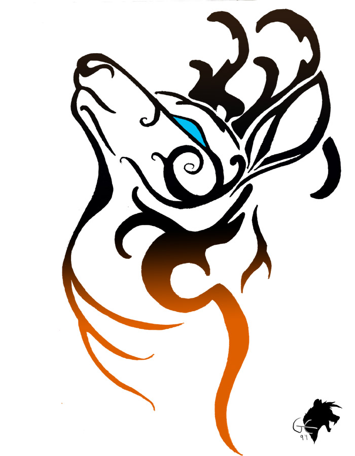 Deer Head Tribal Tattoo Design
