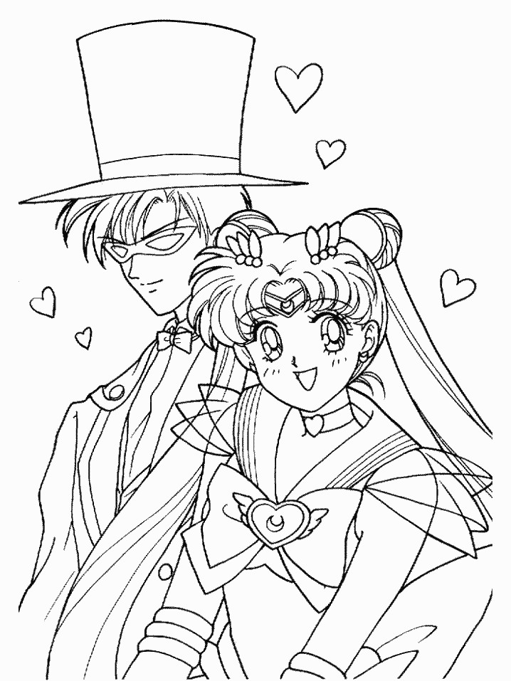 sailor moon and tuxedo mask coloring pages - photo #4