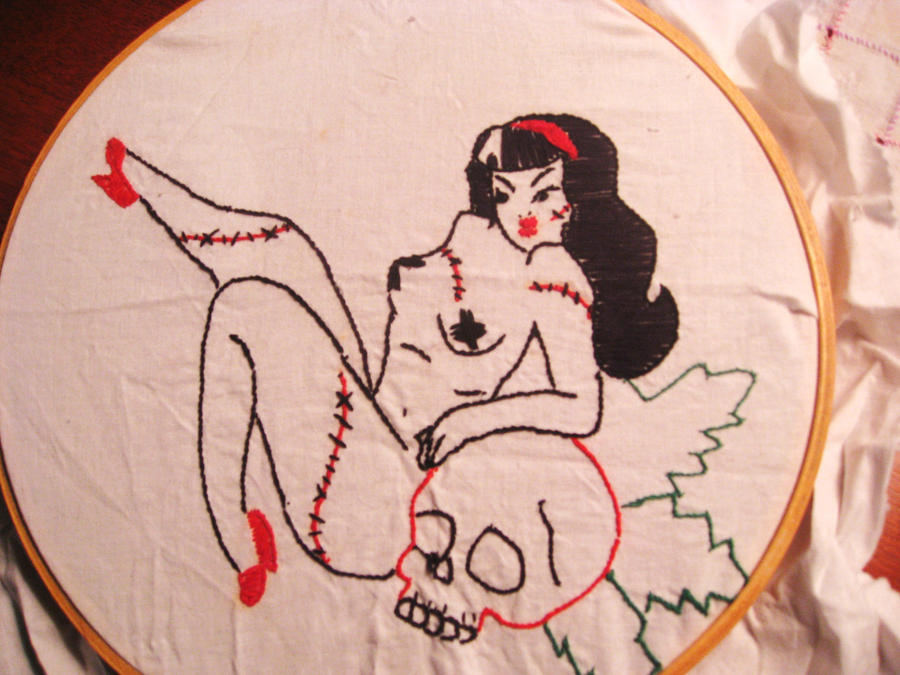 Zombie Pin Up Embroidery by afterthefuneral on deviantART