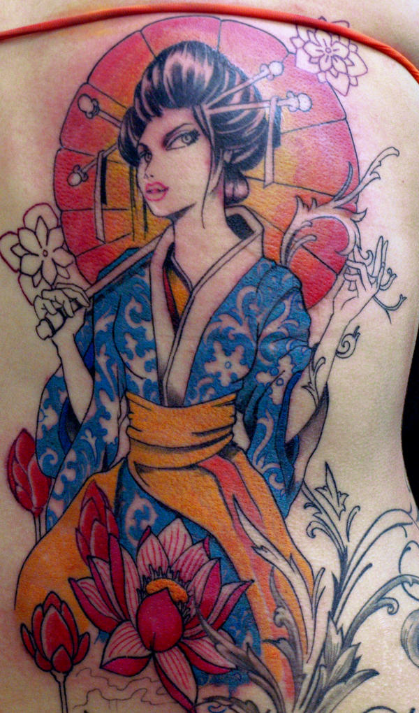geisha tattoo 10 in progress by mojoncio on deviantART
