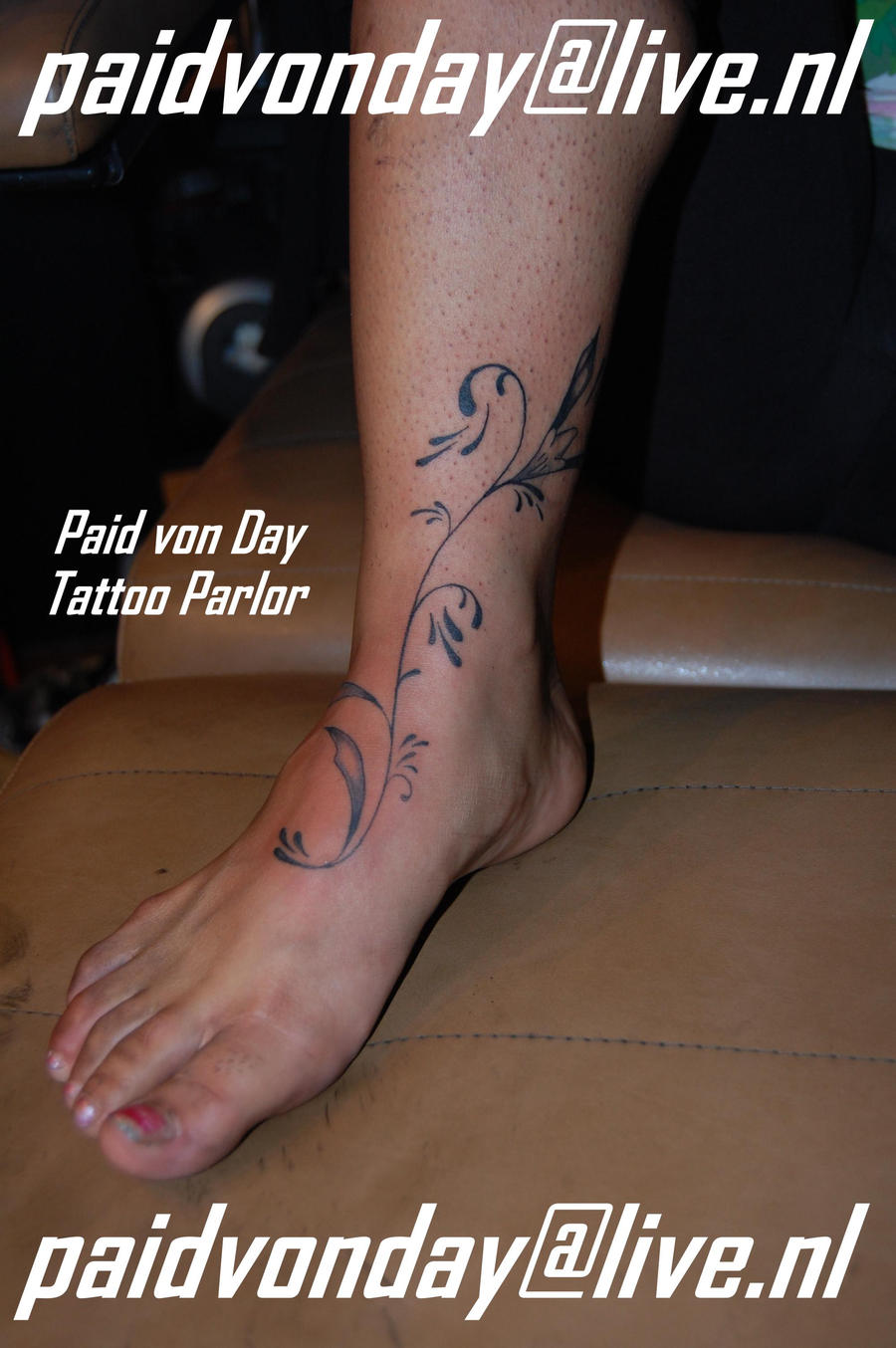 foot tattoo flowers by
