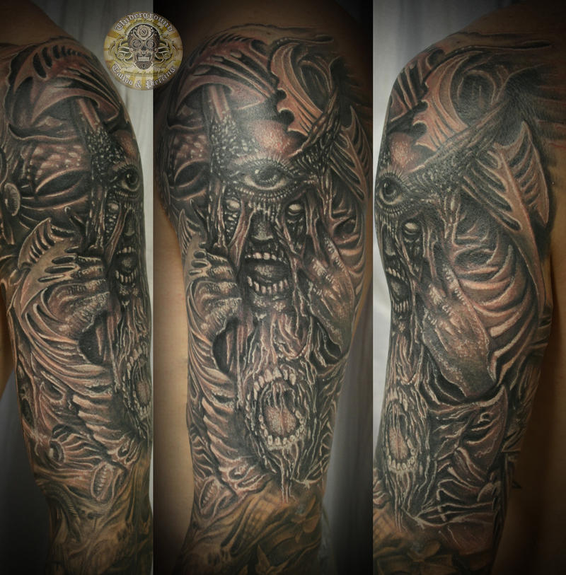 Sleeve demon face tattoo fin by 2FaceTattoo on deviantART
