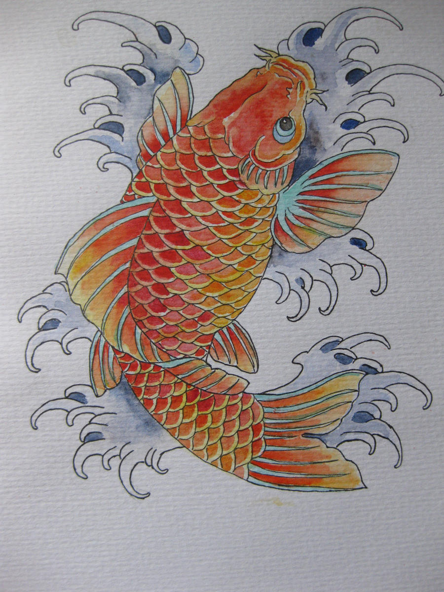 koi tattoo design by colouredpolo