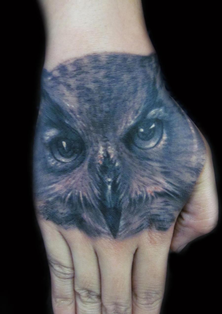 Owl Tattoo on hand by