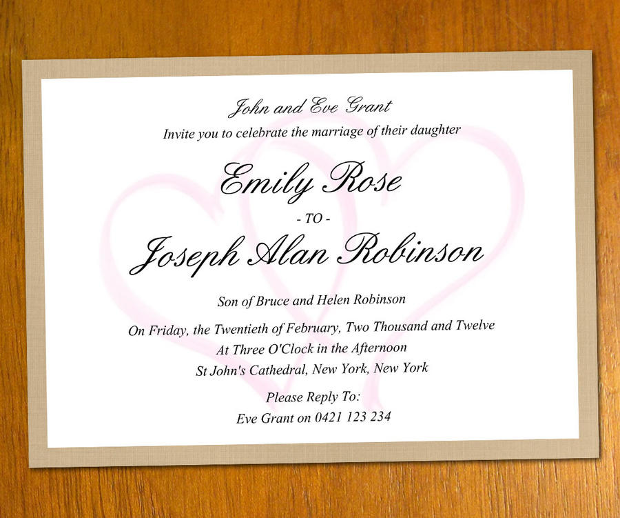 Invitation for wedding mail format
