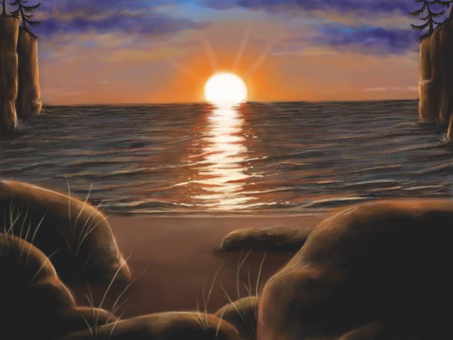 Beach Sunset Drawing