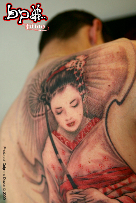 Back Piece Japanese Geisha Tattoo Picture 2