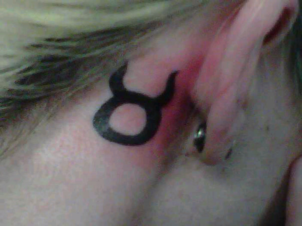 Taurus Tattoo behind Ear by
