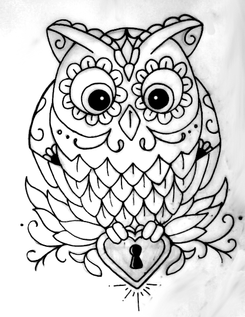 tattoo owl coloring pages - photo #11