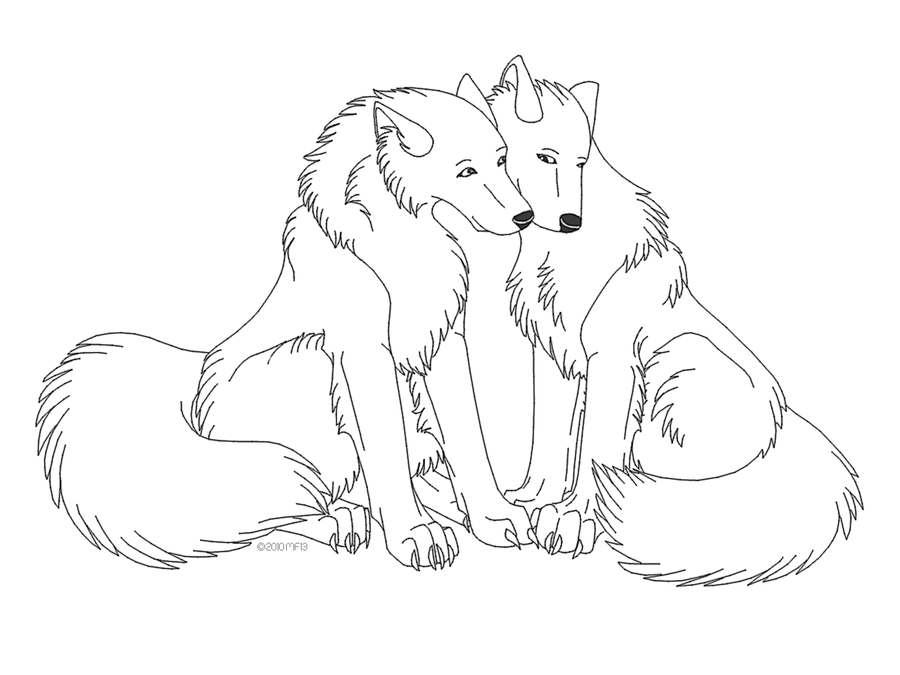 Wolf Couple Lineart by paradox--division on DeviantArt