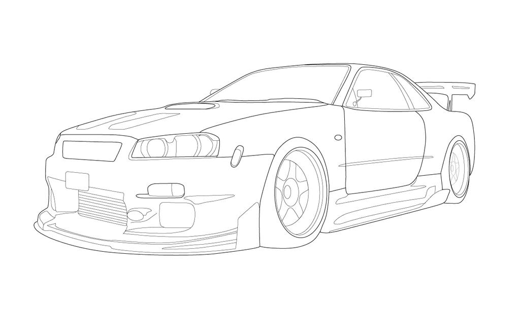 Drawing of a nissan skyline