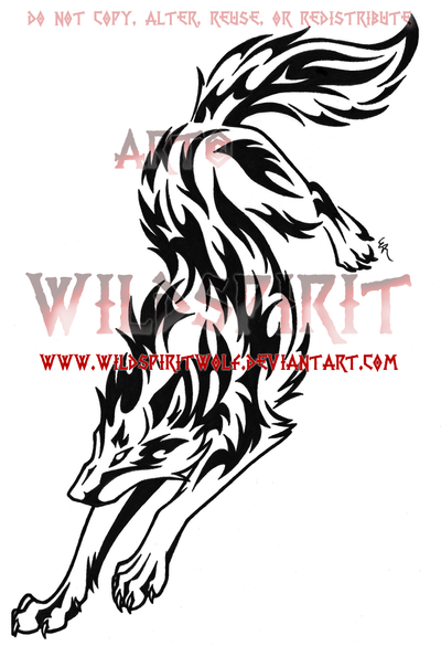 Rebellious Tribal Wolf Tattoo