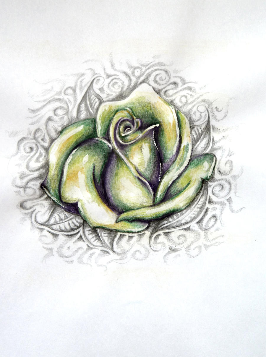 Green Rose Tattoo Design by