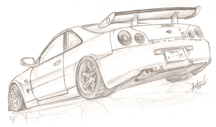 Drawing of a nissan skyline step by step #4