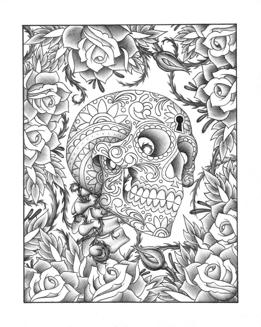 abstract skull coloring pages for adults - photo #32