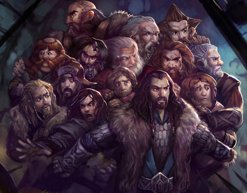 A whole bunch of dwarves (and a hobbit) by *juliedillon
